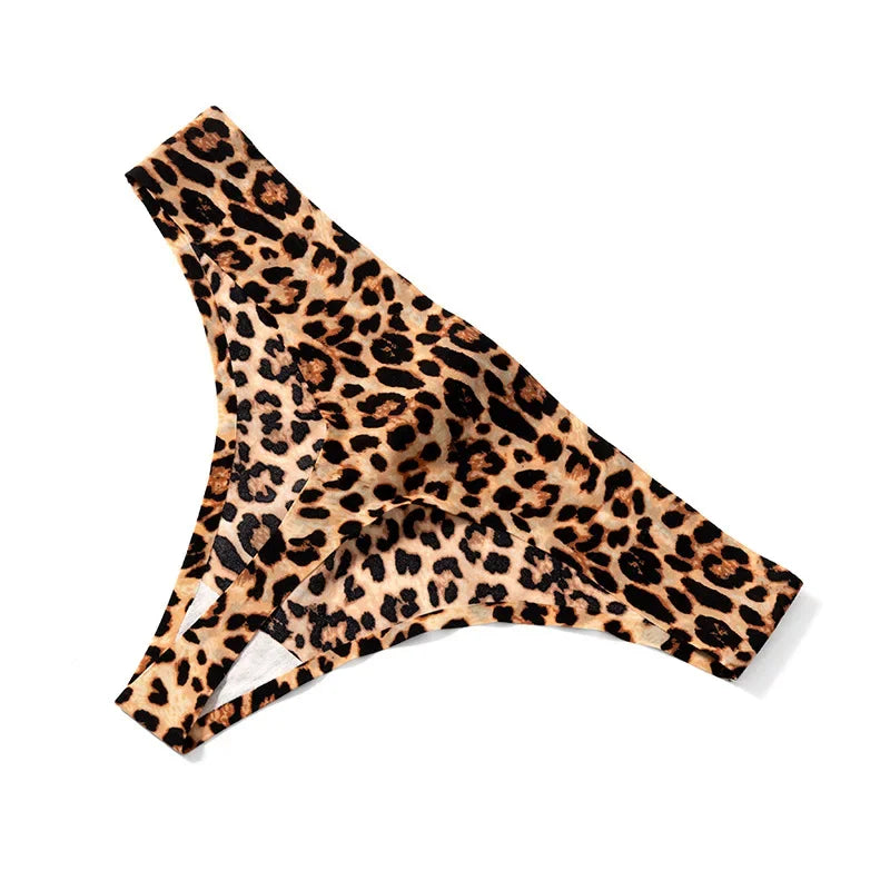 Calcinha Leopardo Feminina Sem Costura 1/3 PÇS Respirável Aconchegante
