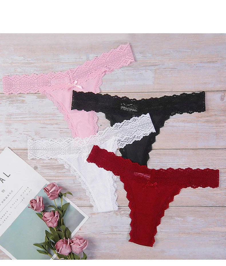 Calcinha Feminina Floral Renda Cintura Baixa Ultra Fino Respirável