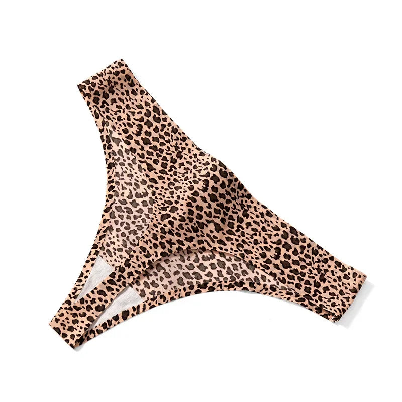 Calcinha Leopardo Feminina Sem Costura 1/3 PÇS Respirável Aconchegante