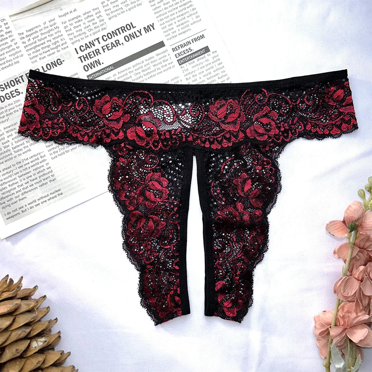 Renda Sexy Malha intima Confortável Cintura Baixa