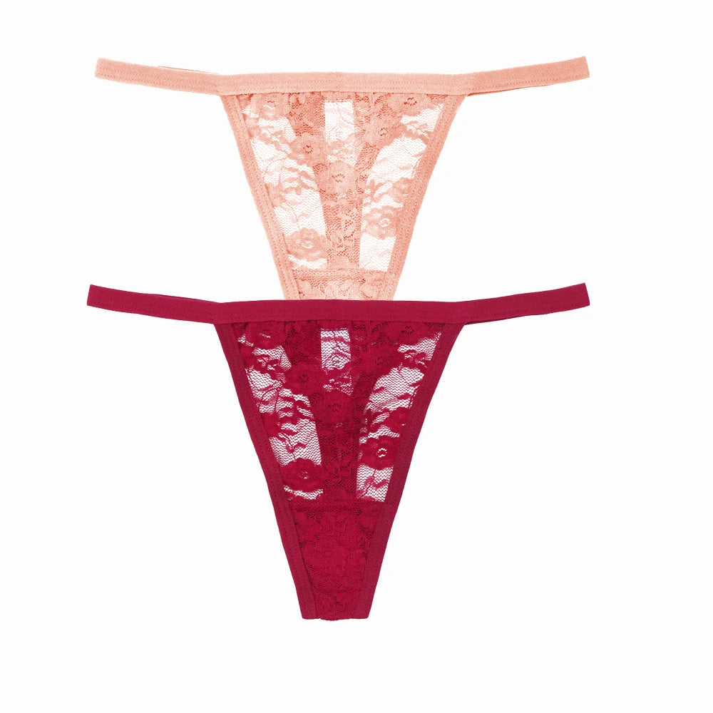 2/ PÇS Calcinha de Renda Cintura Baixa Transparente Respirável