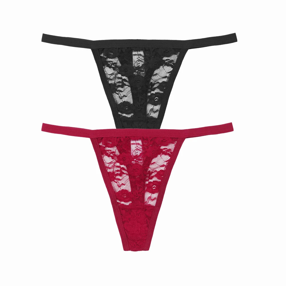 2/ PÇS Calcinha de Renda Cintura Baixa Transparente Respirável
