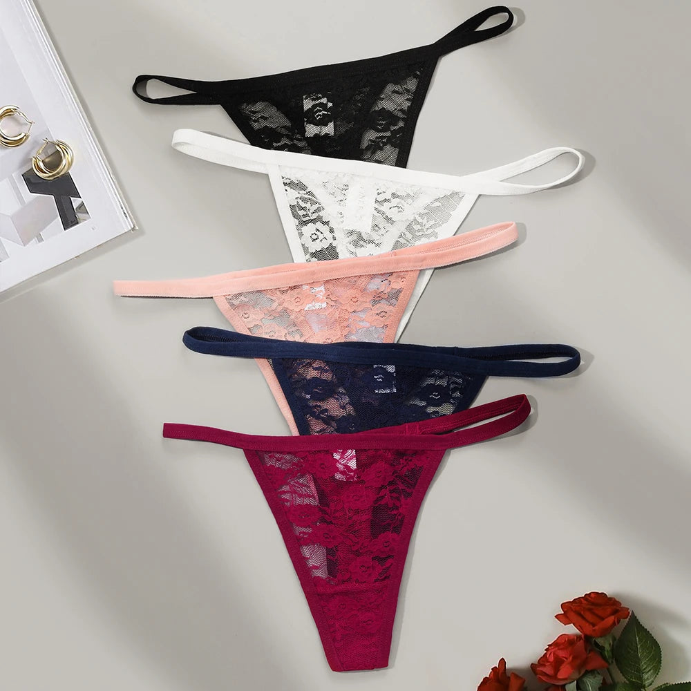 2/ PÇS Calcinha de Renda Cintura Baixa Transparente Respirável