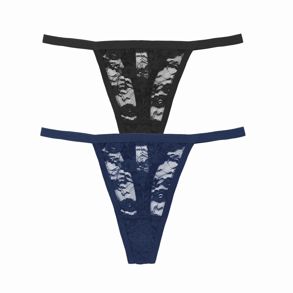 2/ PÇS Calcinha de Renda Cintura Baixa Transparente Respirável