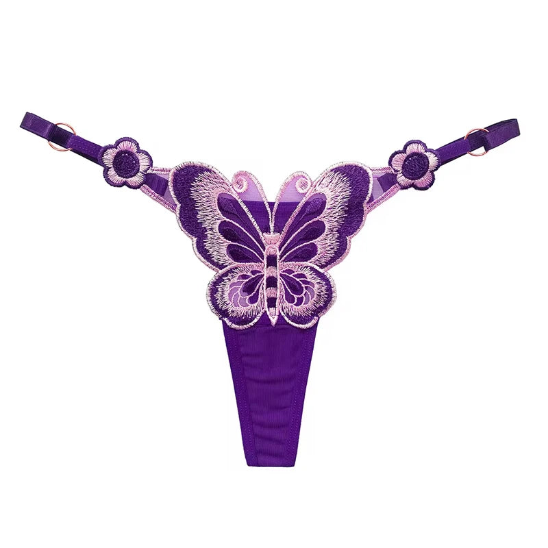 Calcinha feminina em Renda Borboleta Malha Ajustável
