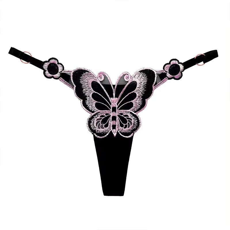Calcinha feminina em Renda Borboleta Malha Ajustável