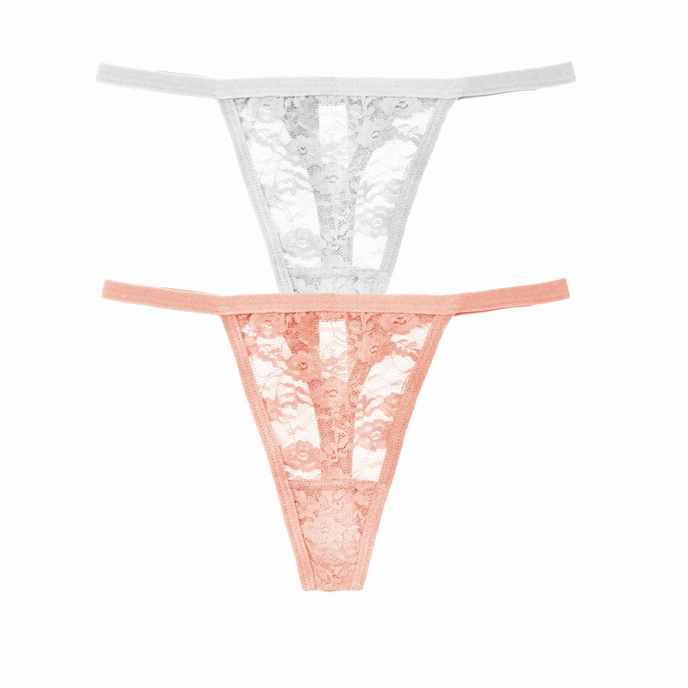 2/ PÇS Calcinha de Renda Cintura Baixa Transparente Respirável