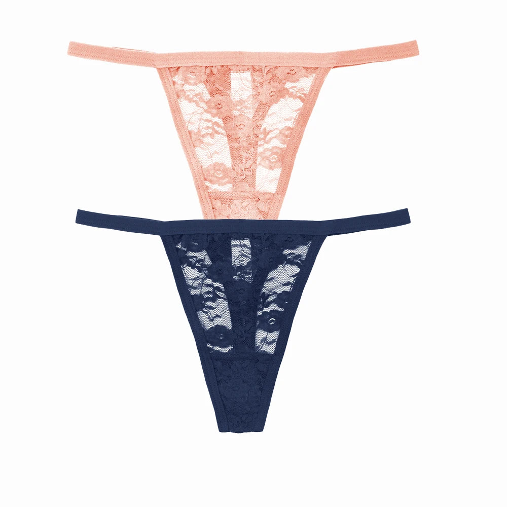 2/ PÇS Calcinha de Renda Cintura Baixa Transparente Respirável