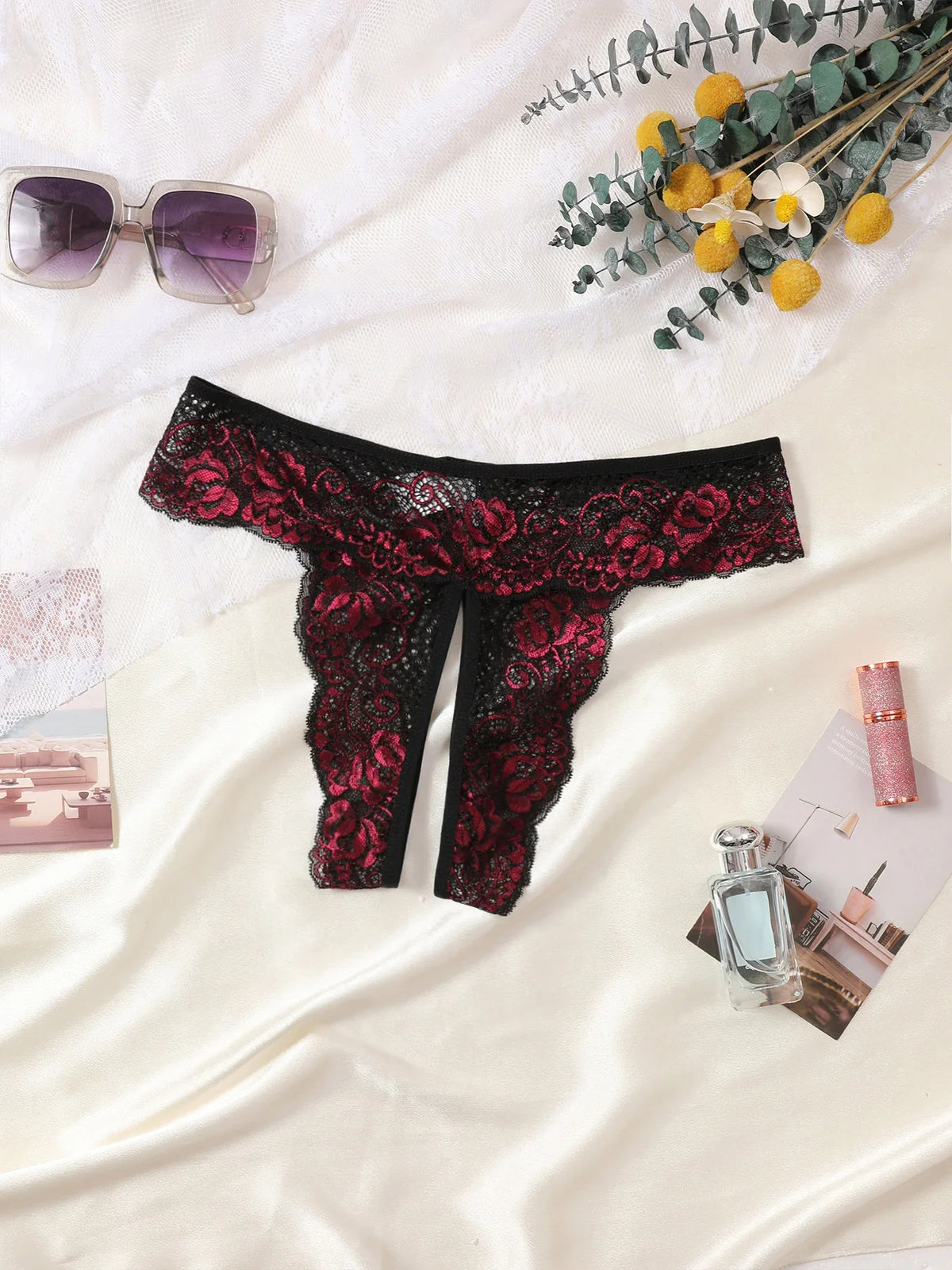Renda Sexy Malha intima Confortável Cintura Baixa