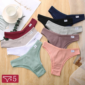 Lingerie 5 Pçs  Calcinha Feminina de Algodão