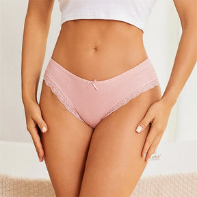 Calcinha Feminina Algodão Cintura Baixa em Renda