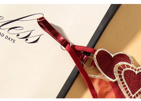 Lingerie Sexy Coração Bordado Cintura Baixa