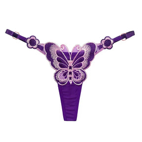 Calcinha feminina em Renda Borboleta Malha Ajustável